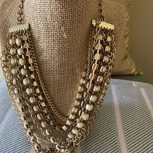 Elegant Gold and Cream Layered Necklace